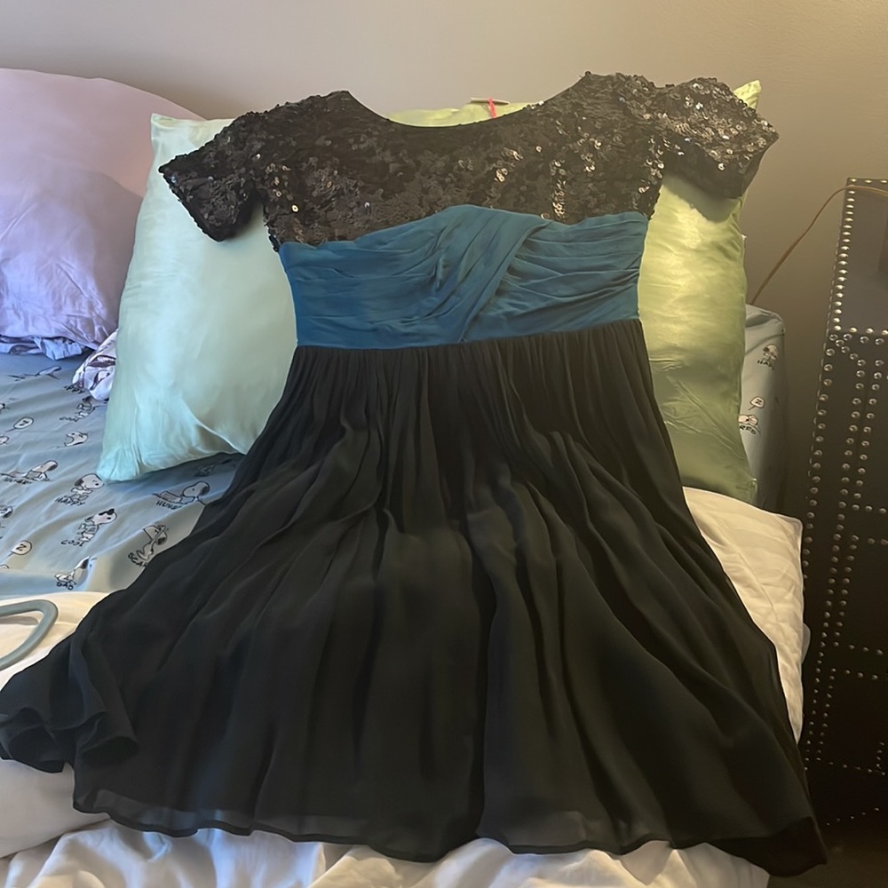NWT 💕See by Chloe 100% silk black &teal dress Sz 40 Small